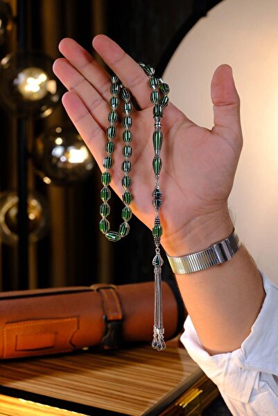 dergah tesbih Full Gümüş Premium El İşçiliği Nakkaş İmame Ateş Kehribar Tesbih