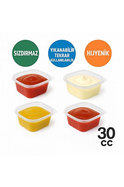 SinPack 50 Adet Sızdırmaz 30 cc Saklama Kabı, Sos Kabı, Sosluk, Buzdolabı Kabı