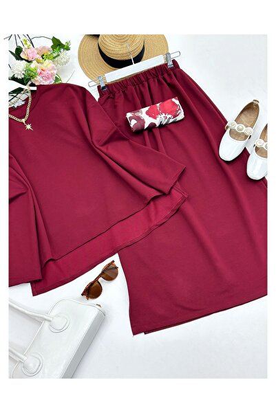 YEDİLALE Combed Cotton Blouse Skirt Dual Set [Blouse and Skirt Included in the Price, Size Range 36-44]