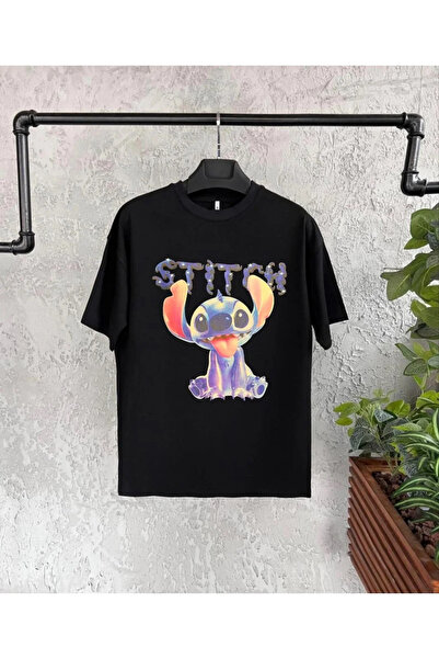 Exbob Crew Neck Short Sleeve Children's Printed T-Shirt - Black