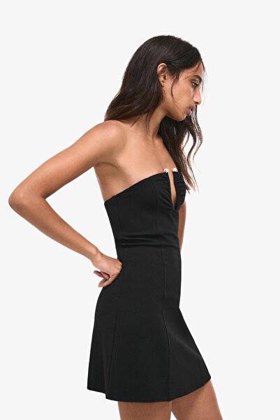 Bershka Dekolteli mini parıltılı elbise