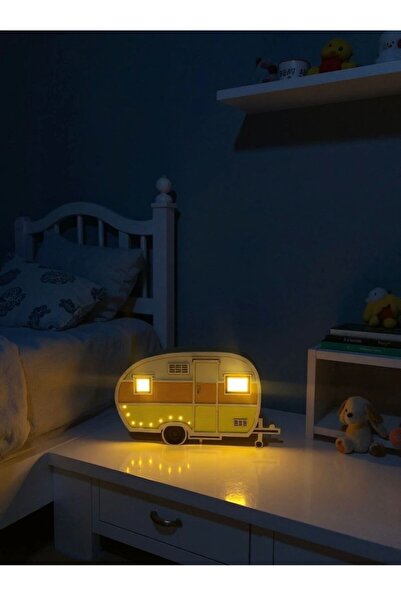 SİSİ KARAVAN DEKORATİF AYDINLATMA VE GECE LAMBASI AHŞAP MDF ( EL YAPIMI )