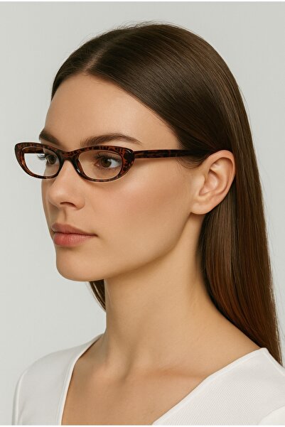 Eyesofia Laurent Slim Thin Leopard Rimmed Blue Block Blue Light Filter Women's Glasses