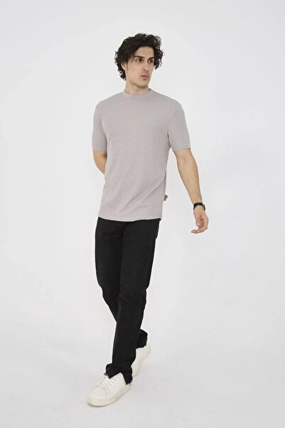 GökTR Unisex Crew Neck Slim Fit T-Shirt- Stone