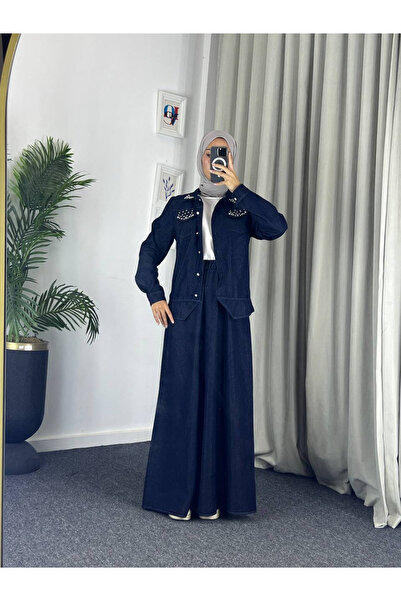 Esre Store 4090 - Kot Tesettür İkili Takım Lacivert