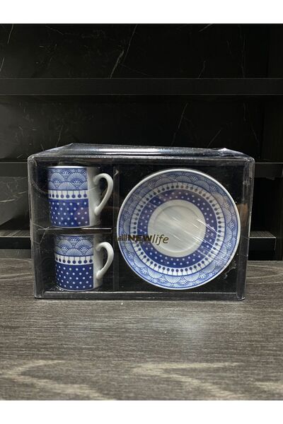 YAZICI طقم فناجين قهوة من البورسلين مكون من قطعتين من نيو لايف بنمط خاص