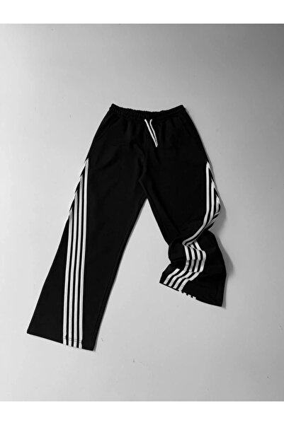 GökTR Two Thread Fabric Stripe Bottom Tracksuit - Black