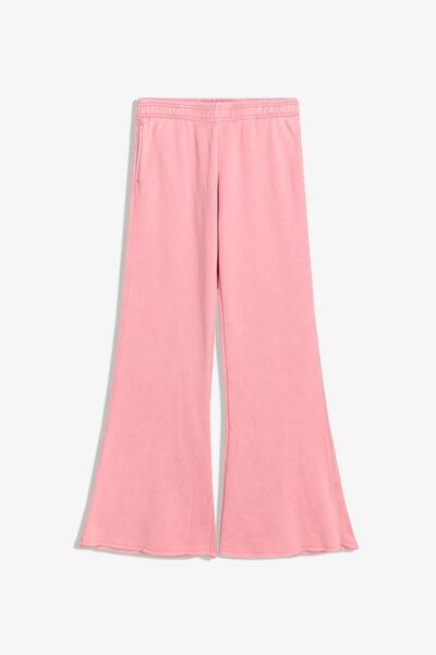 Bershka Plush flare trousers with frayed hems