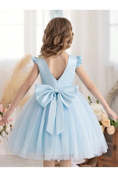 NSMLİFE Rochie pentru fetiță cu mâneci cu volane, pentru absolvire, ziua de naștere, ocazie specială, rochie de seară