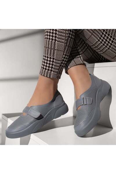 Modlet.ro Дамски сини ежедневни обувки с дебела подметка и закопчаване с велк...