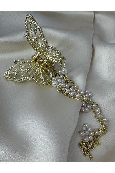 Z&T ACCESORIES İNCİ TAŞ DETAY SALLANTILI KELEBEK KÜPE