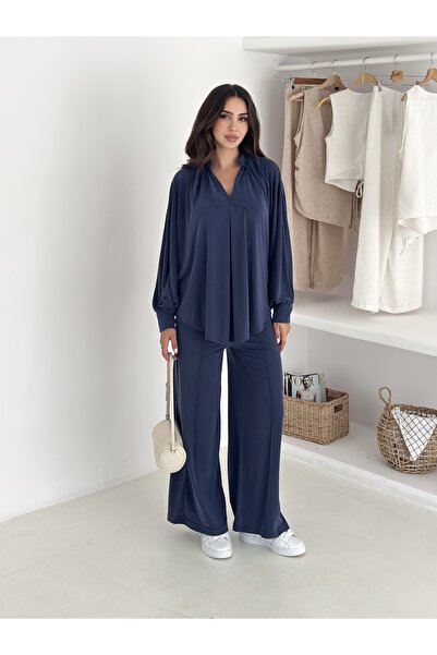 fiolin Extra Soft Soft Textured Monochrome Flowy Cut Double Suit