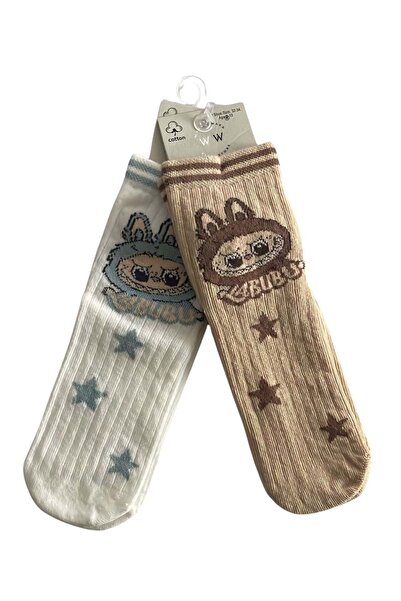 ww waka waka kids store Комплект от 2 цветни памучни чорапи с детски дизайни,...