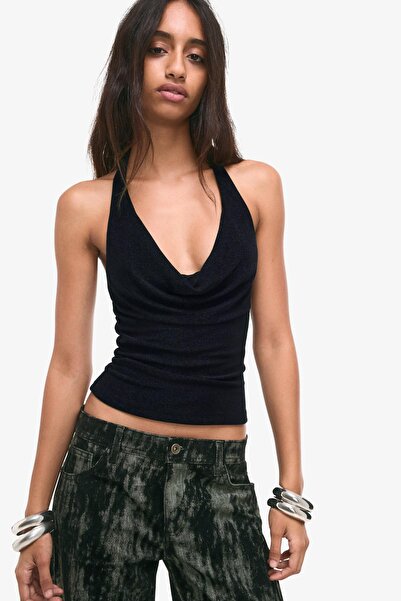 Bershka Drape detaylı halter yaka bluz