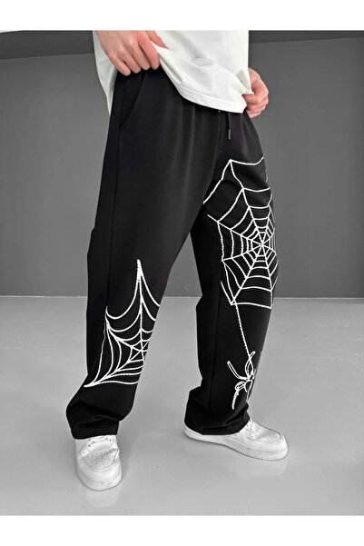 GökTR Two Thread Fabric Spider Printed Tracksuit - Black