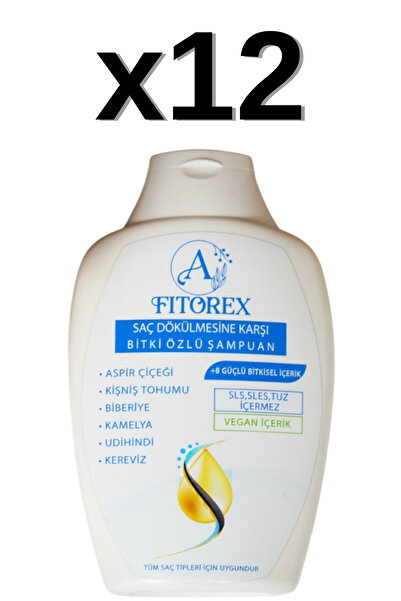 Fitorex 12'li Saç Dökülmesine Karşı Doğal/Bitkisel Çözüm:Paraben, Sls, Sles, Tuz İçermeyen,Parfümsüz Şampuan