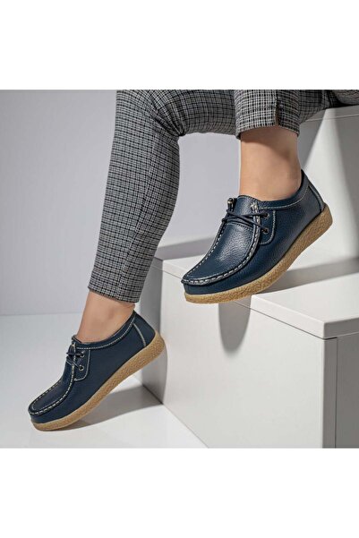 Modlet.ro Women's blue genuine leather low-sole casual shoes MOD03850