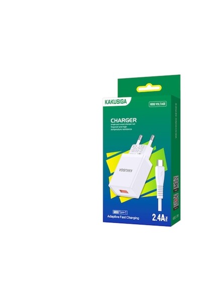 KAKUSİGA Incarcator retea si cablu de date Type-C 2.4A, 1M, Alb