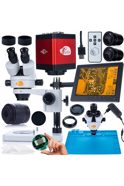 Rosfix Microscop Trinocular Mercury Pro Set | Zoom 7–45x, Cameră, Ecran 8"