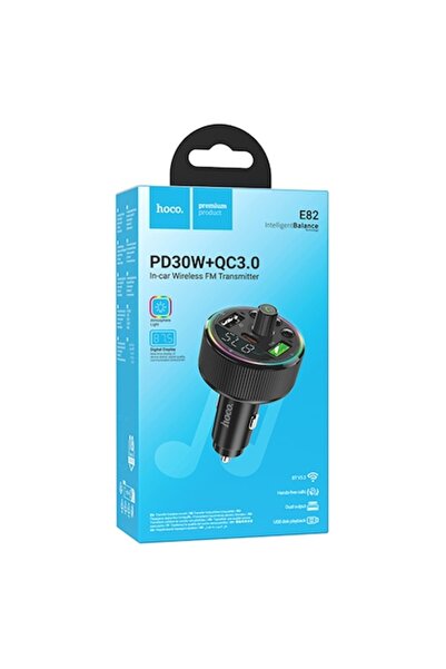 Hoco Modulator FM (E82), 30W, 5V, 4.5A, 1xUSB-C, 2xUSB-A, PD, QC 3.0, Echilibru inteligent, Luminozitate ambientală
