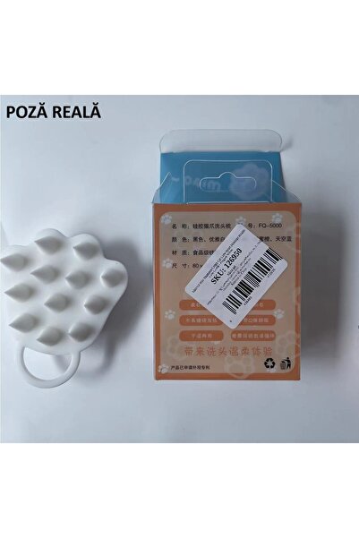 Flippy Βούρτσα μασάζ τριχωτού της κεφαλής, Πόδι γάτας, μέγεθος 7x8 cm, Καθαρισμός και διατήρηση καθαρού τριχώματος, λευκό