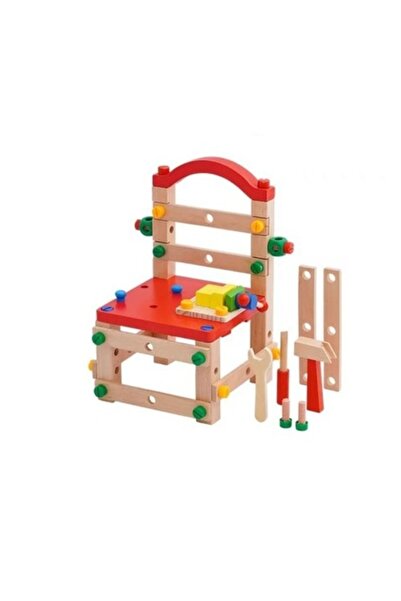 OEM Wooden Chair Construction Set for Children, Red, Educational and Creative Game