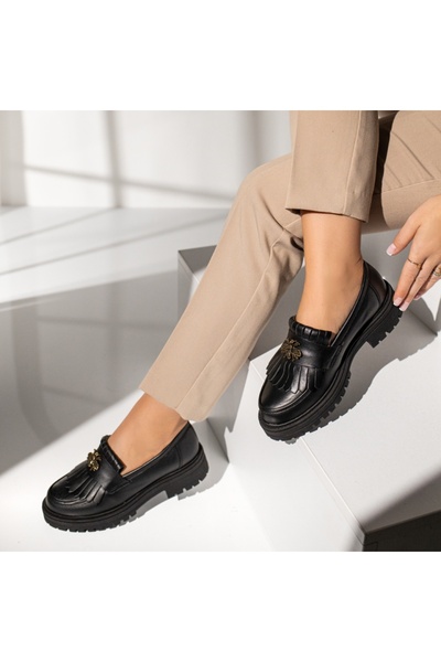 Modlet.ro Pantofi sport damă din piele neagră cu detalii metalice MOD14055