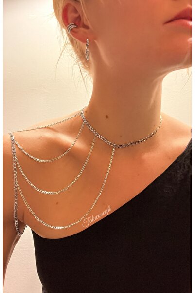 TakıConcept Omuz Aksesuarı Kolye Gümüş Renk, Vücut Aksesuarı