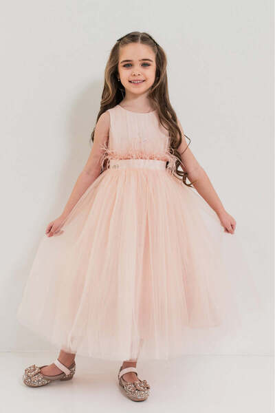 SOLLUXE JASMINE – Rochita de ocazie din tulle fin cu saten si drapaje cu fund...