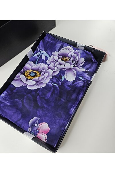 sem oyuncak Vual Silk Shawl Luxury Floral Purple Patterned 90X180