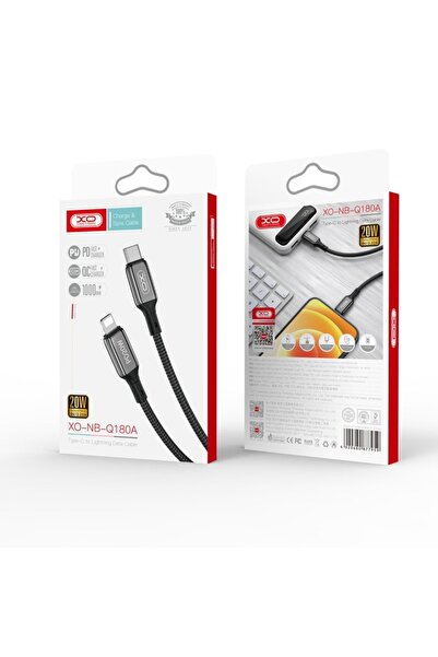 Xo NB-Q180A Charging and Data Cable, USB Type-C/Lightning, Power Delivery 20W, 1m, Black