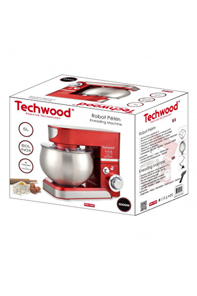Techwood Planetary mixer TRO-1065, 1000W, 5 liters, 6 speeds,Pulse, ,Red/Stainless steel