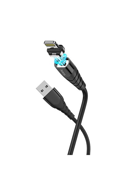 Hoco Magnetic Charging Cable USB-A to Lightning 12W, 2.4A, 1.2m, Racer (X63), Black