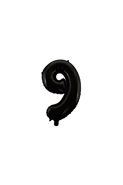 BalonEvi Folyo Rakam 9 Matte Black 26 Inc 66 cm