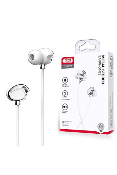 Xo Casti cu fir (EP53), In Ear, 3.5mm, 1.2m, Buton microfon și volum, HiFi, Alb