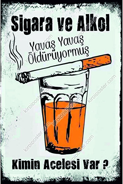 kirpi poster " Mdf Retro Ahşap Poster-Duvar Yazıları-Sigara ve Alkol Yavaş Ya...