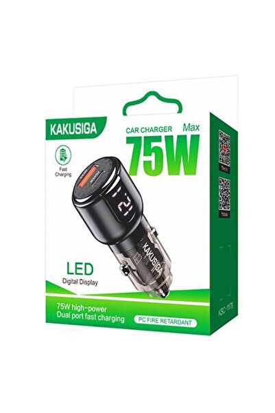 KAKU Încărcător auto (KSC-1178), PD75W, 1xUSB-C, 1xUSB-A, alimentare LED, negru