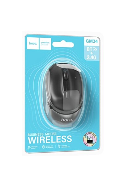 Hoco Mouse Dual (GM34), BT 5.0/ Wireless 2.4G, 1.600 DPI, Buton 4D, Negru/GRI