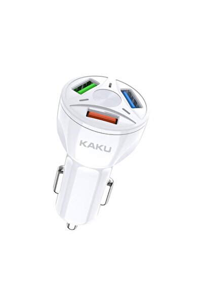 KAKU Încărcător auto triplu Optim IAO cu încărcare rapidă Qualcomm 3.0, 3 x USB, 20W, Alb