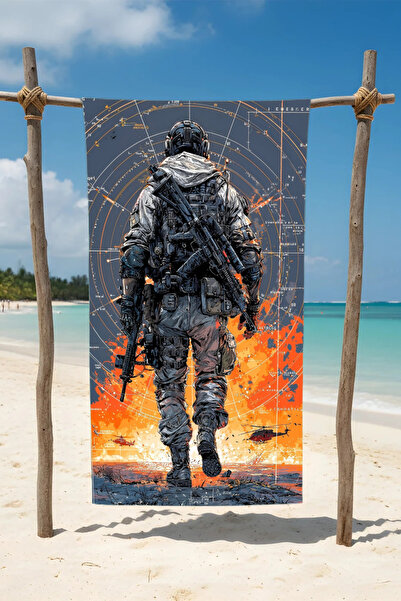 BETHA Military Themed Printed Cotton Beach Towel – Patterned Design – 75X150 cm