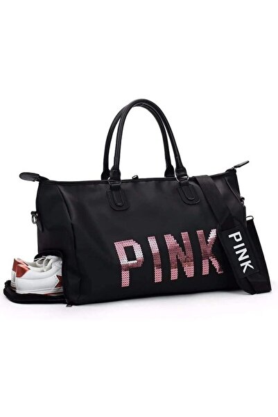 fulina Polyester Pink Letter Large Capacity Travel Duffle Striped Beach Bag on Shoulder,Black,Gym Backpacks