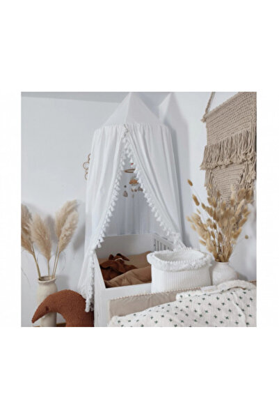 Koell Baldachin suspendat din Bumbac Cambric cu Suport metalic de agatat de tavan, pentru patut copii / lo