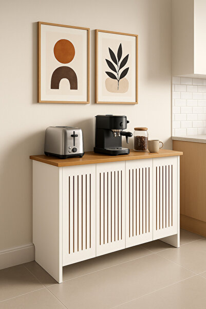 bangu Petek Üstü Kahve Köşesi Dolabı ( 200 cm ) Çok Amaçlı Raf ( Derinlik 47 cm ) BKDM002