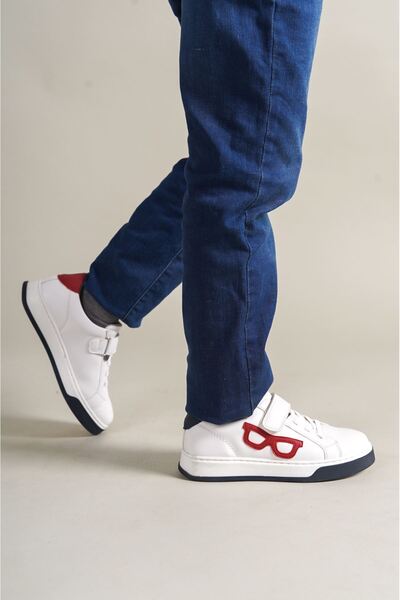 Zerenyus Glases Velcro Orthopedic Seasonal Children's Sports Shoes White Red