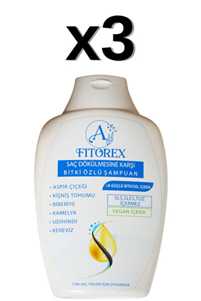 Fitorex 3'lü Saç Dökülmesine Karşı Doğal/Bitkisel Çözüm:Paraben, Sls, Sles, Tuz İçermeyen, Parfümsüz Şampuan