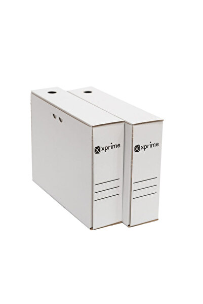XPRİME Set of 10 cardboard filing boxes 330 x 255 x 80mm white