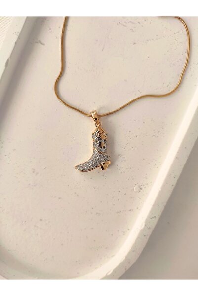 Evorya Women's Steel Zircon Stone Boot Necklace