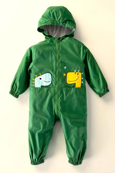 DeKuBaby New Season Cute Dragon Figure Hooded Pocketed Cotton Lined Baby & Kids Raincoat Jumpsuit Coat