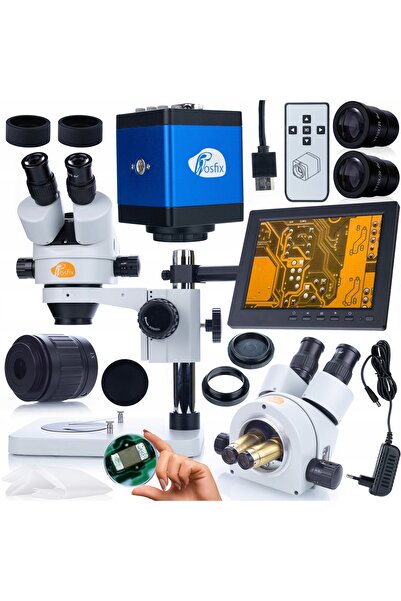 Rosfix Mercury Pro Trinocular Microscope Set + Camera + 8" Screen | Zoom 7–45x