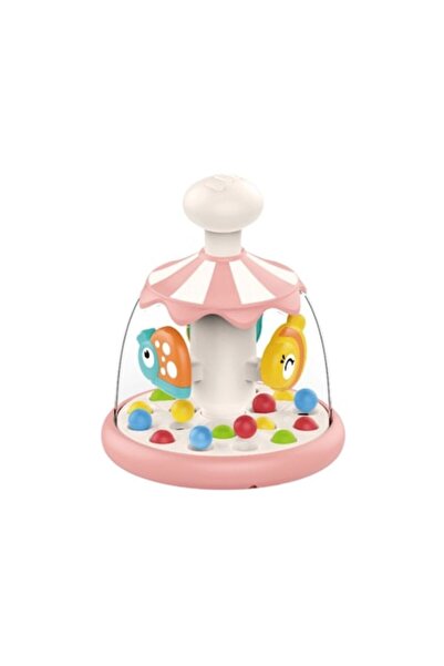 The Toy Carusel educativ cu jucarie titirez, jucarie muzicala pentru copii, roz